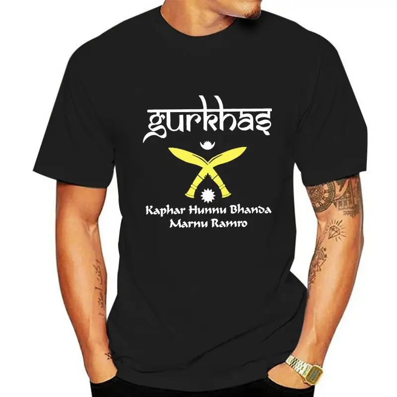 Gurkha Nepal India Special Force Black T-Shirt  100 % cotton printed whitegold