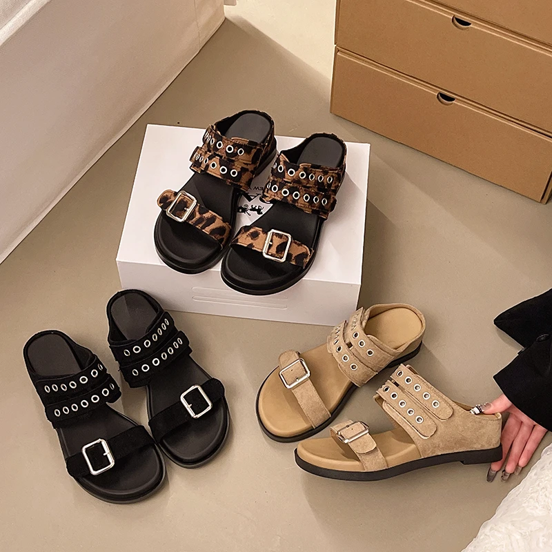

Sandals and Slippers Women's 2026 Summer New Anti-landslide Heel Open Toe Retro Inner Heightening Flip-flops