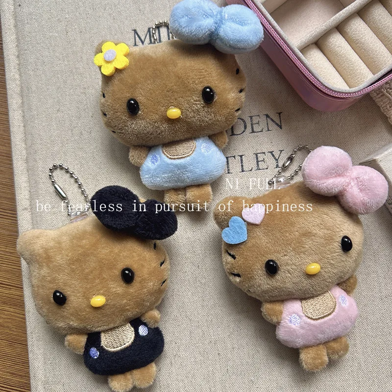 

Sanrio Hello Kitty Black Skin Plush Keychain Gal Style Kitty Bag Charm Pendant Soft Fluffy Collectible Accessory for Fans Teens