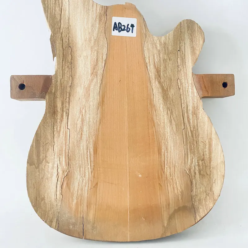 AB264 Raw Materials Electric Bass Guitar Body Solid Mahogany with Burl Wood Top Active Pickups for 5 Strings Bass Wood Cracks