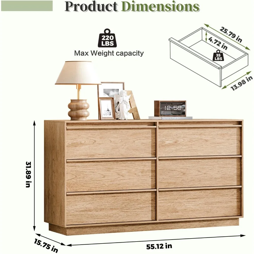 صندوق تخزين كبير مع 6 أدراج للملابس وغرفة المعيشة وغرفة النوم وتنظيم حامل التلفزيون