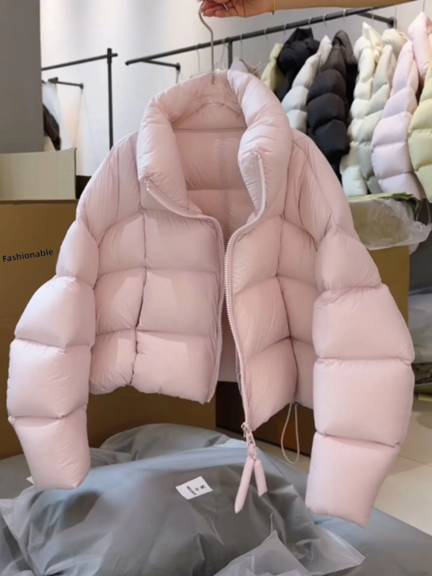 Coréen Sle ort Puffer Jaet femmes Bla fausse fourrure manteau hiver taille haute Thiened Polyester Fiber blanc Du vers le bas