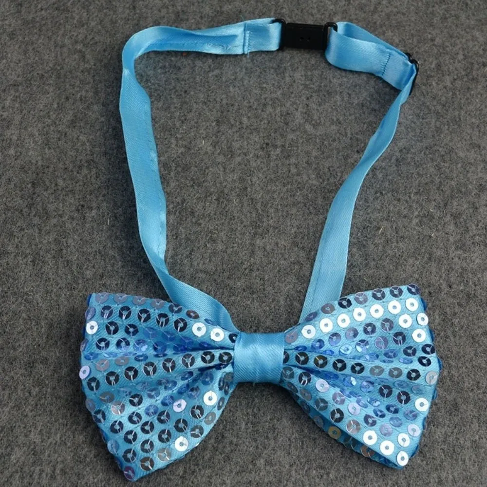 Sequin Children Bow Tie Pre-Tied Handsome Bowknot Decoration Adjustable Stage Performance Costume Graduation Photo Props