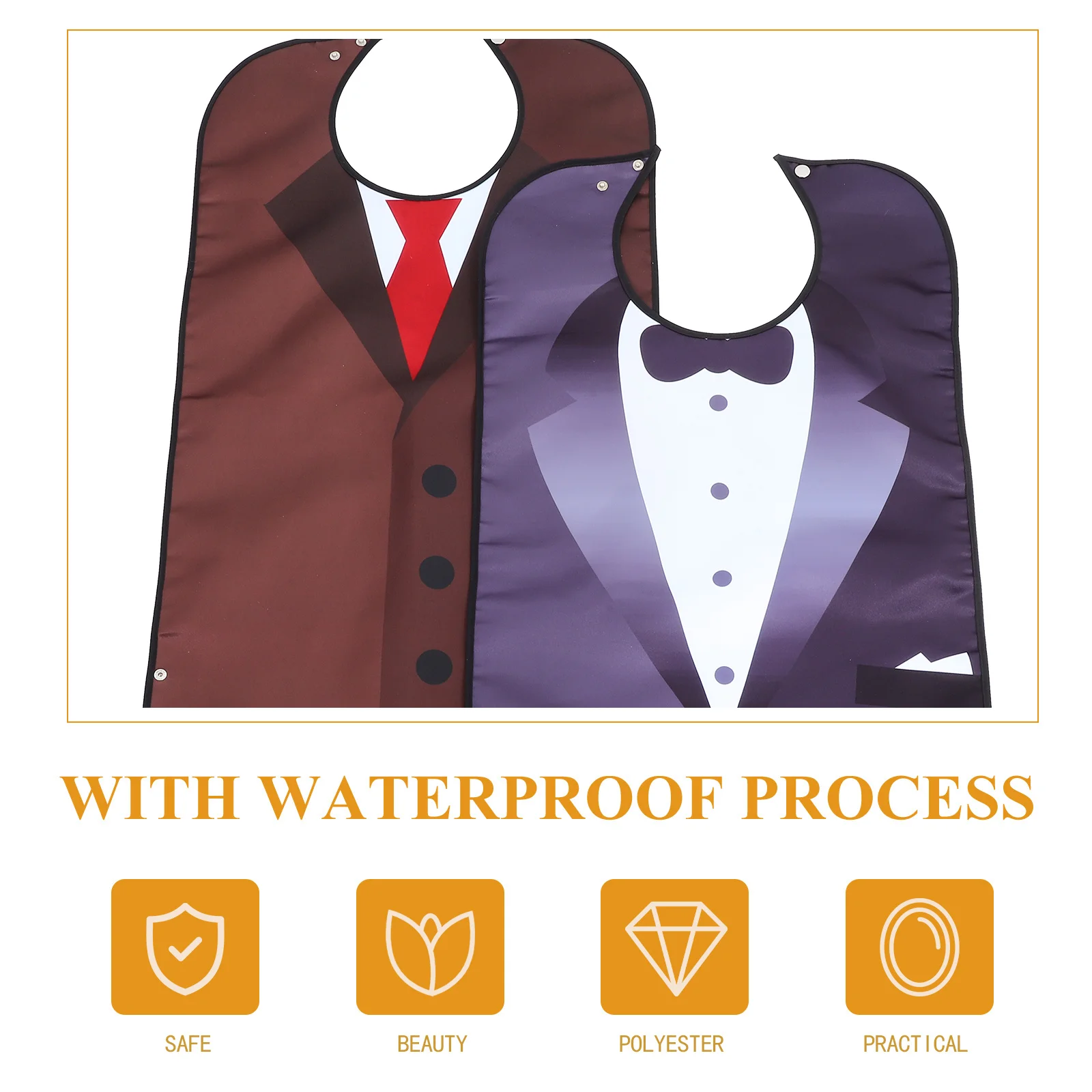 

2pcs Waterproof Bib Adult Eating Apron Portable Meal Bib For Elder Patient Stain Resistant Durable Clothing Protector Health