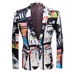 Mężczyźni Blazers Slim Custom Fashion chłopcy męska 3D Graffiti odzież z nadrukiem letnia kurtka mężczyzna Oversize codzienne garnitury topy