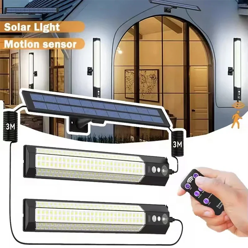 

Nice 316/158 LED Solar Light Bar Outdoor 7 Mode Motion Sensor Separate 1/2Head Lamp With 3 Meter Wire Street Wall Lights Garage
