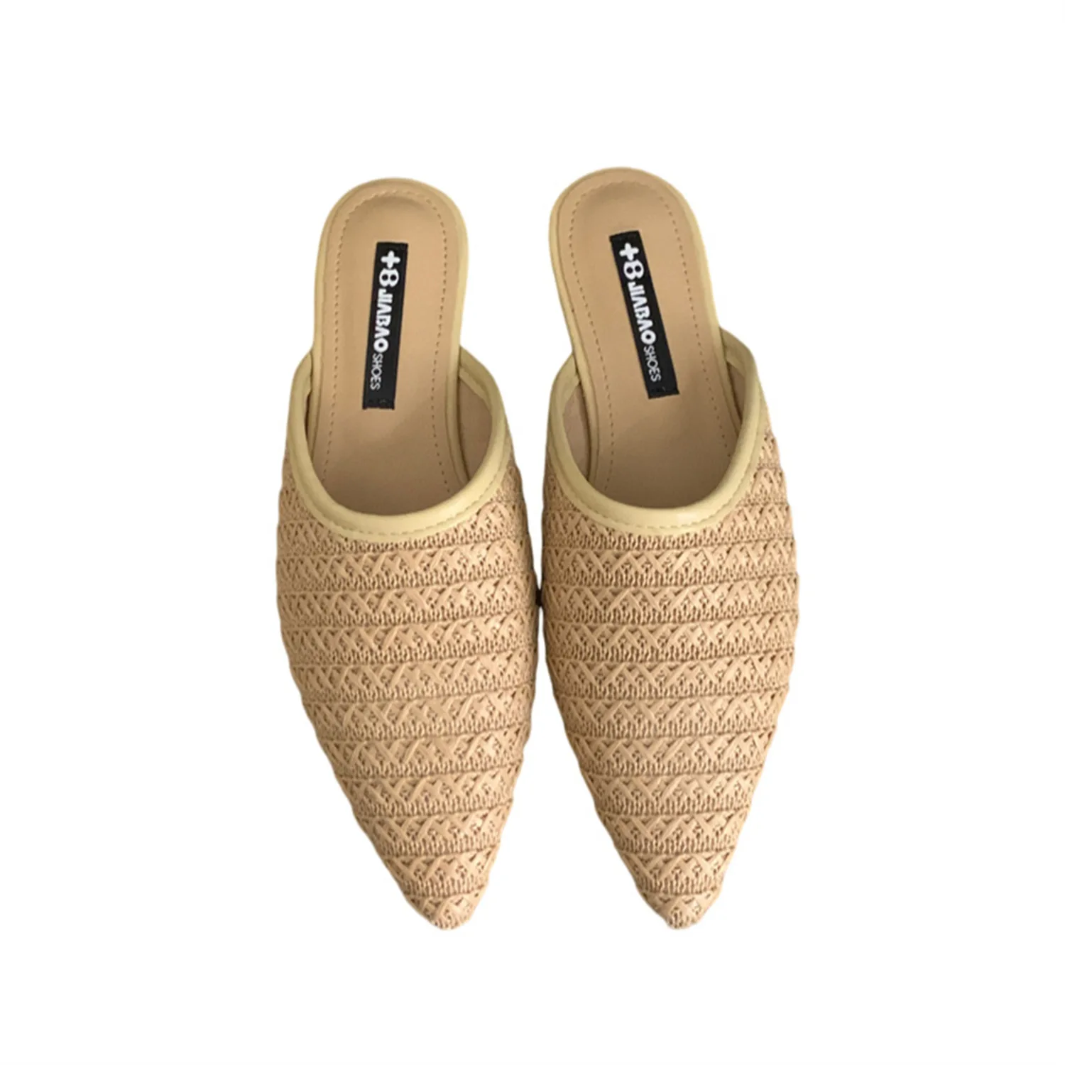 Cover Toe Slippers Casual Shoes Slipers Women Slides Low Luxury Pointed 2024 Soft Flat Summer Fabric PU Rubber Hoof Heels Leisur