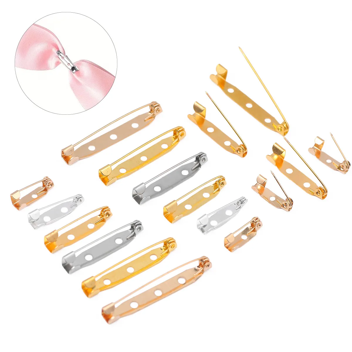 15-40mm Legierungsnadeln in Verschiedenen Farben für Handgemachten DIY-Schmuck, Broschen, Nadelbasen und Zubehör