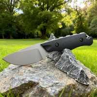 Black 15017 Mini Straight Knife with Sheath, High Quality Non-slip G10 Handle, Outdoor Camping, Survival, Hiking, BBQ Knives EDC