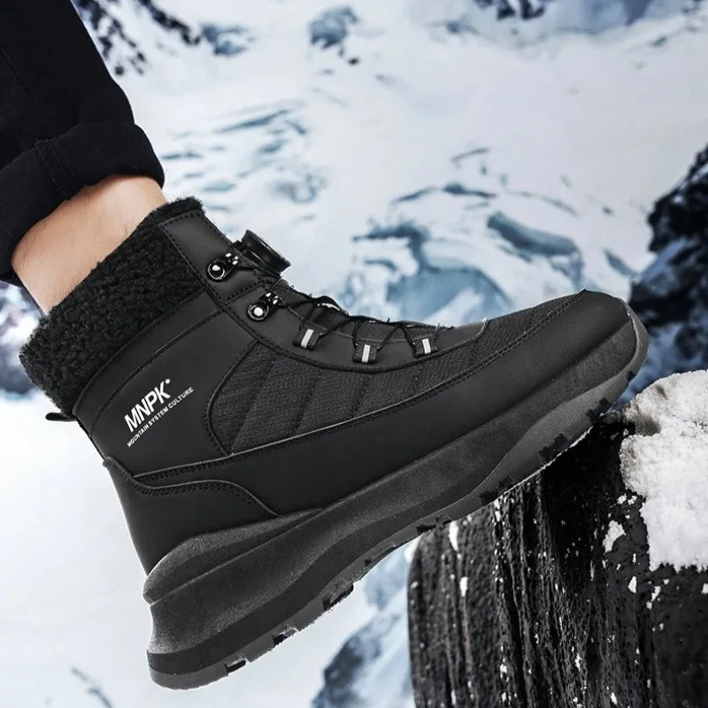 

2026 New Winter Men's Boots Outdoor Waterproof Snow Boots Fashion High Top Cotton Shoes Thick Plush Warm Winter Boot Men's Boots