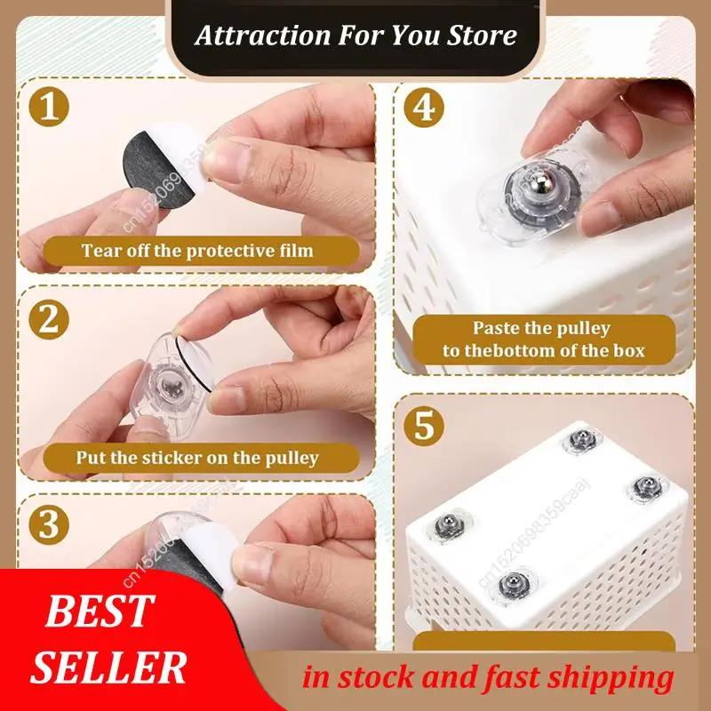 Hot Selling Self Adhesive Caster 52Pcs 360° Swivel Appliance Rollers Clear Appliance Sliders Rollers For Kitchen Appliances