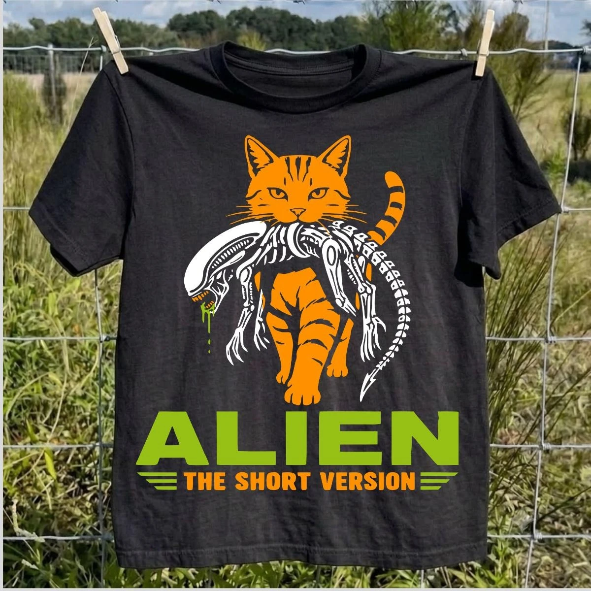 Fashion Street Cat - Alien Cat T-Shirt, lustiges Science-Fiction-Horror-Mock-Muster-T-Shirt, Alien