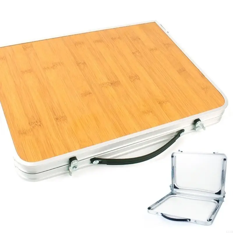 

Outdoor Folding Tables with Carry Handle Portable Light Weight Picnics Desk Bamboos Desktop Folding Camping Tables