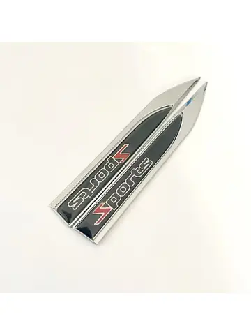 1Pairs 3D Metal Letters Sports Logo Side Fender Badge Emblem Sticker Decal For Audi Ford Nissan Toyota Honda