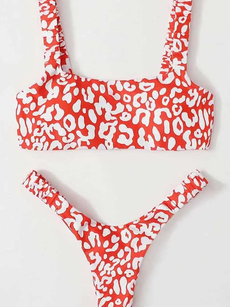 Sexy Micro Bikini 2023 Women Orange Leopard Push Up Padded Thong Swimsuit Female Cut Out Bathing Suit Swimwear Trajes De Bano