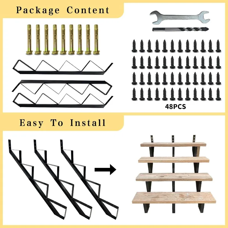 Treppenstufen-Stringer aus Metall, Stufen-Stahl-Riser-Stringer für Höhendeck (mattschwarz)