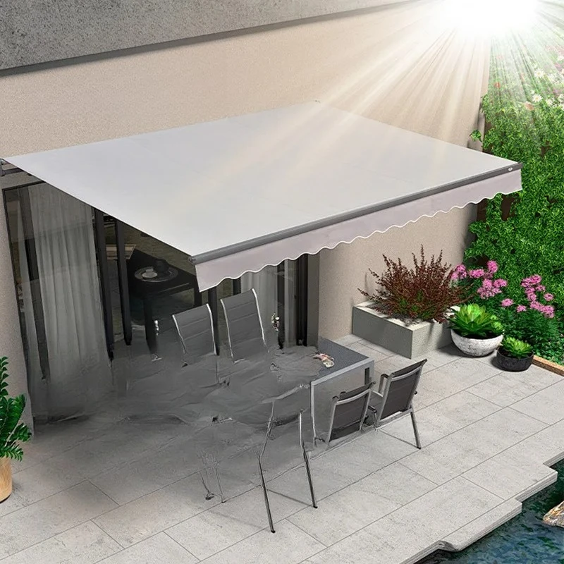 

Electric telescopic remote control awning canopy with lamp villa outdoor balcony courtyard intelligent automatic canopy