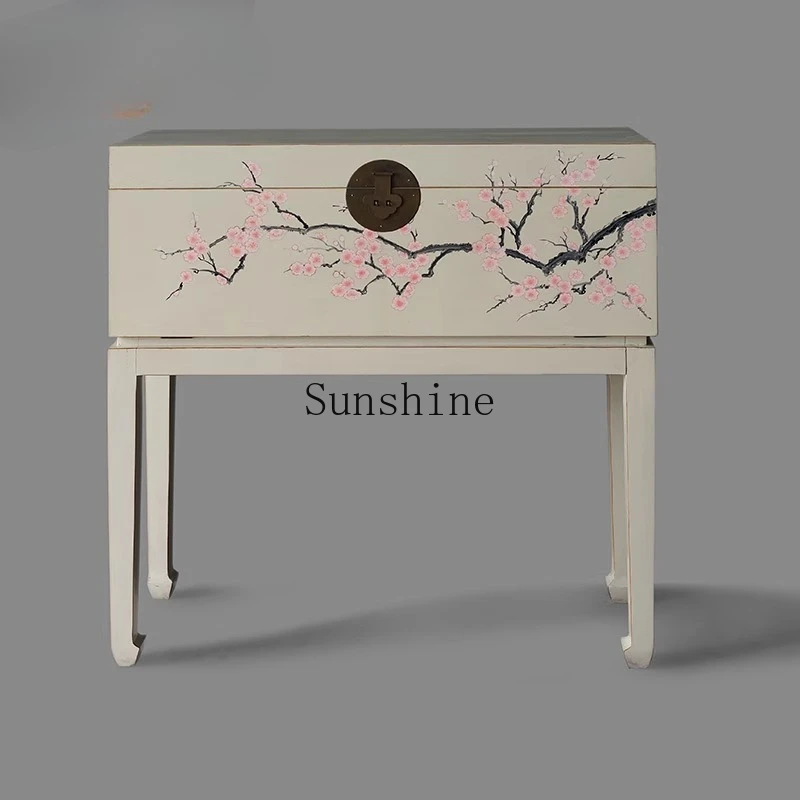

Integrated wine cabinet against the wall New Chinese-style household living room Solid wood kitchen side cabinet