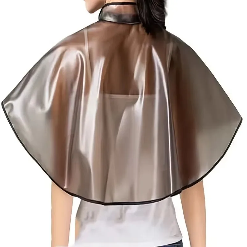 1pc Waterproof Transparent Hair Cutting Cape,Home & Professional Use Reusable Salon Barber Cloak with Neck Seal,for Hair Dye