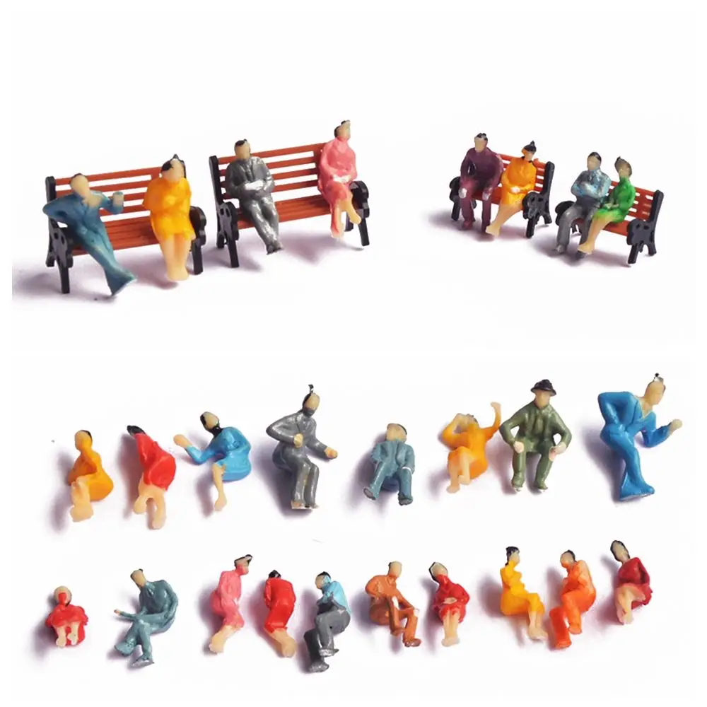 100Pcs 1:87/100 Scale Seated Painted Model People Figures Railway Sitting Passengers Miniatures  People Figures Kids Toys Gifts