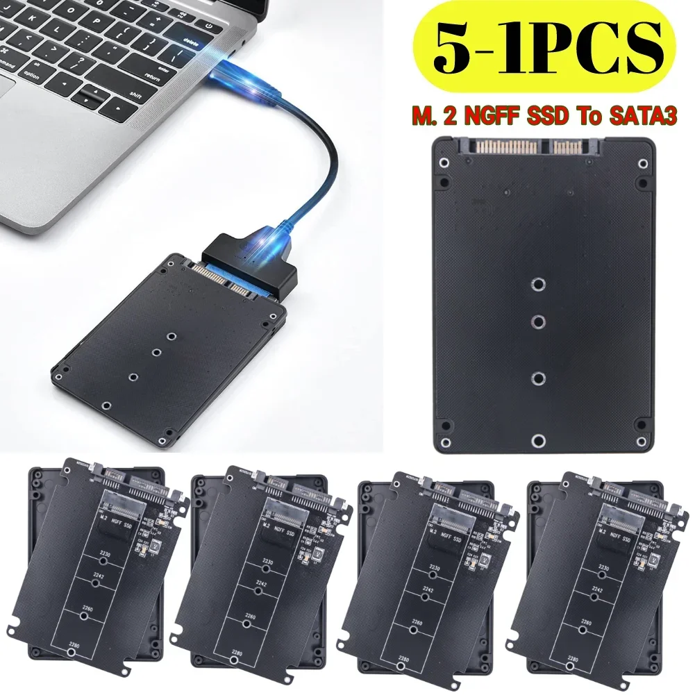 5-1PCS M.2 NGFF SSD To SATA3 External Hard Drive Box Dual-Use Hard Disk Adapter Board M.2 NGFF To SATA3.0 Adapter Card for PC