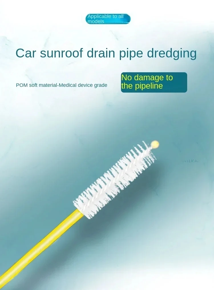 Cepillo de limpieza de draga de drenaje de coche, mangueras largas de techo solar automático, herramienta de limpieza de detalle