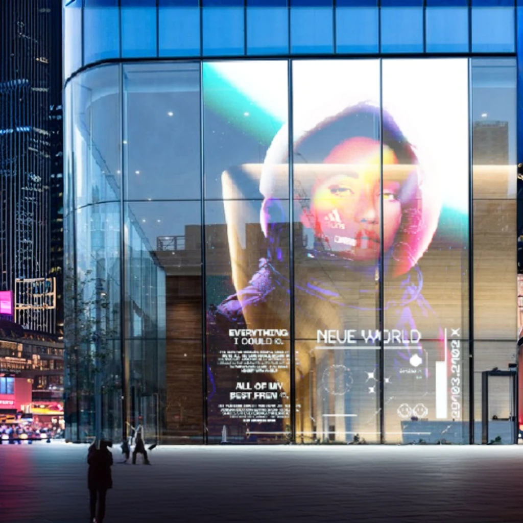 High Transparent Flexible Crystal Film LED Display Self-Adhesive For Elevator Wayfinding Advertising Retail Store Use P8