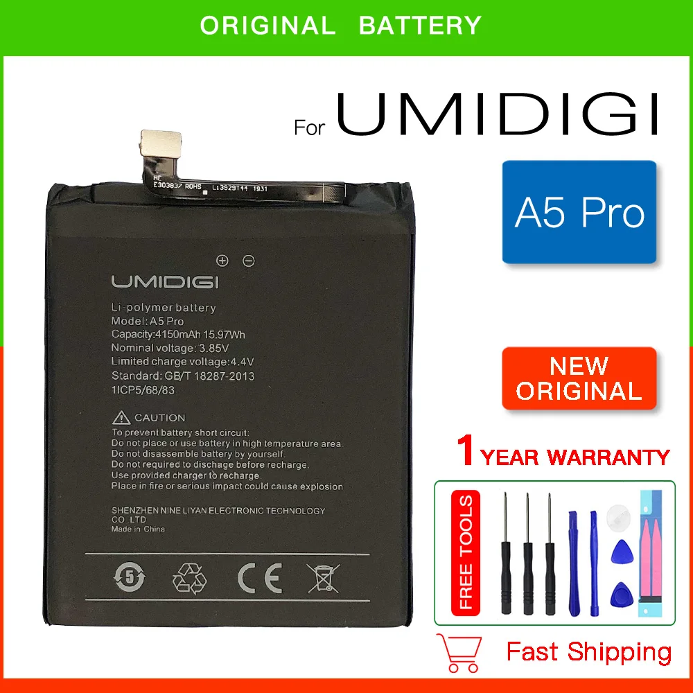 

100% Original Replacement Battery For UMI A5 Pro 4150mAh Umidigi A5Pro Smart Mobile Phone Battery Batteries Batteria + Tools