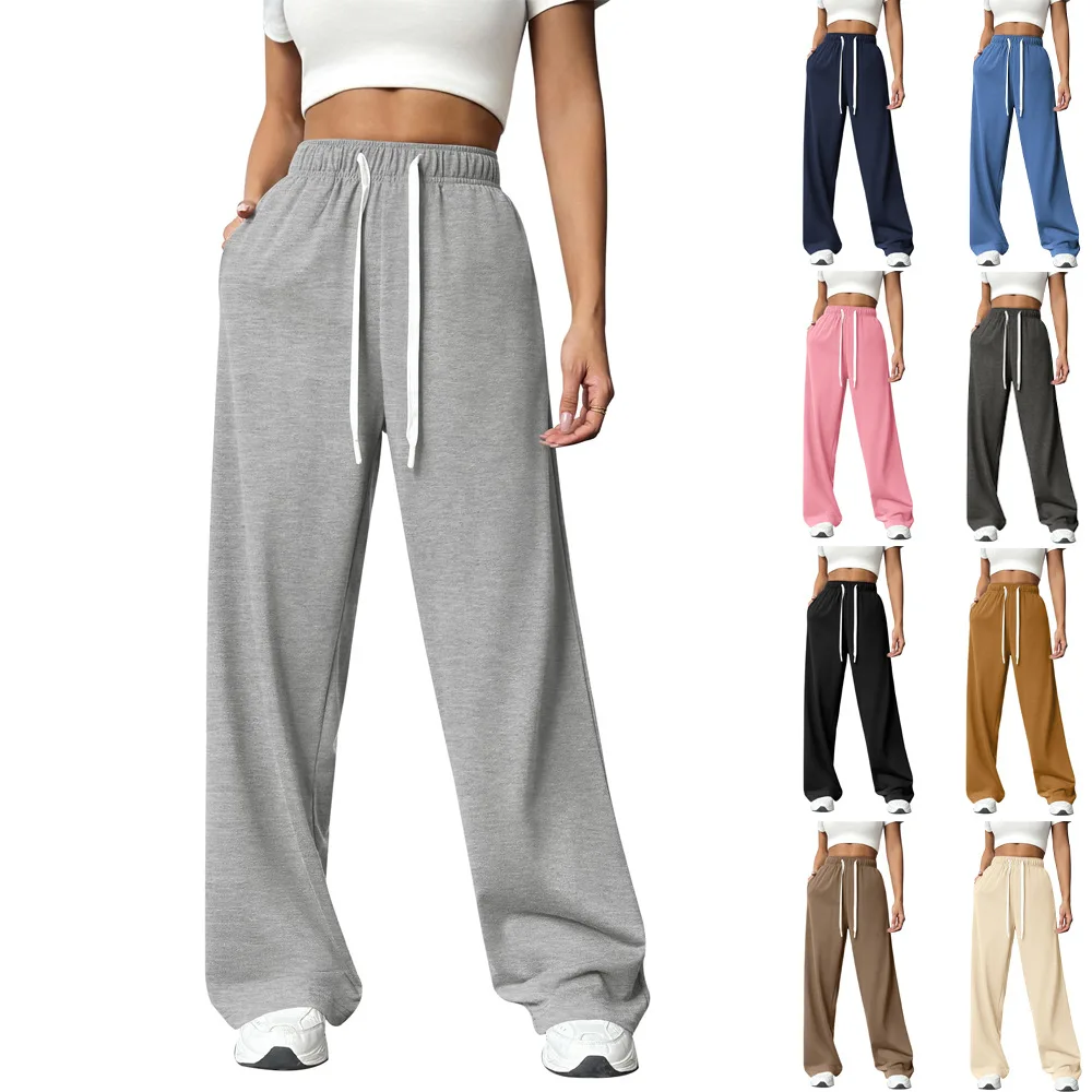 

2025 Women's Wide Leg Pants Elastic Waist, Loose Fit Straight Leg Trousers, Casual Fall Winter Lounge Sweatpants