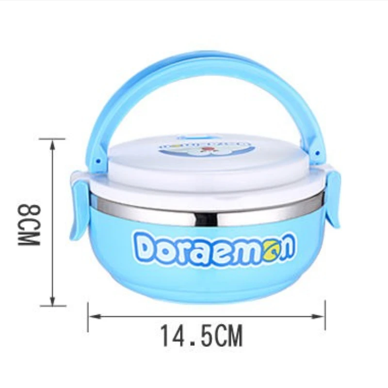 صندوق غداء من الفولاذ المقاوم للصدأ ثنائي الأبعاد من Doraemon Anime مناسب للعمل صندوق وجبات مقصورة مع وعاء ومجموعة ملعقة #6