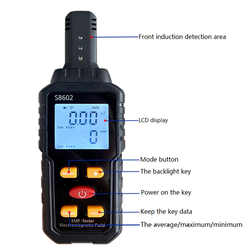 Handheld 3-in-1 Digital Radiation Dosimeter Electric Field Magnetics Field Temperature Multifunctional Detector Radiation Tester