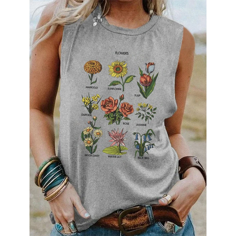 Summer Flower Floral Tank Tops 3D Print Women Streetwear Y2k Oversized Beach Vest Off Shoulder Sleeveless Woman Girls Camisole image 4