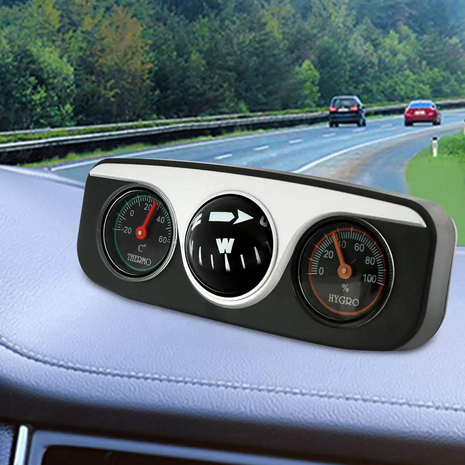 

Car Dashboard Compasses Portable Vehicles Navigation Compass 3 in 1