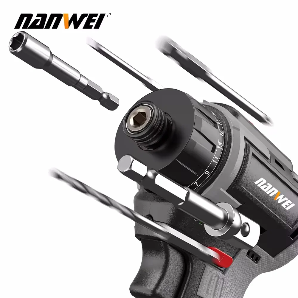 NANWEI 16.8V Lithium-Ion Cordless Drill Brushless Universal Handheld Screwdriver Household Installation Repairing Tools