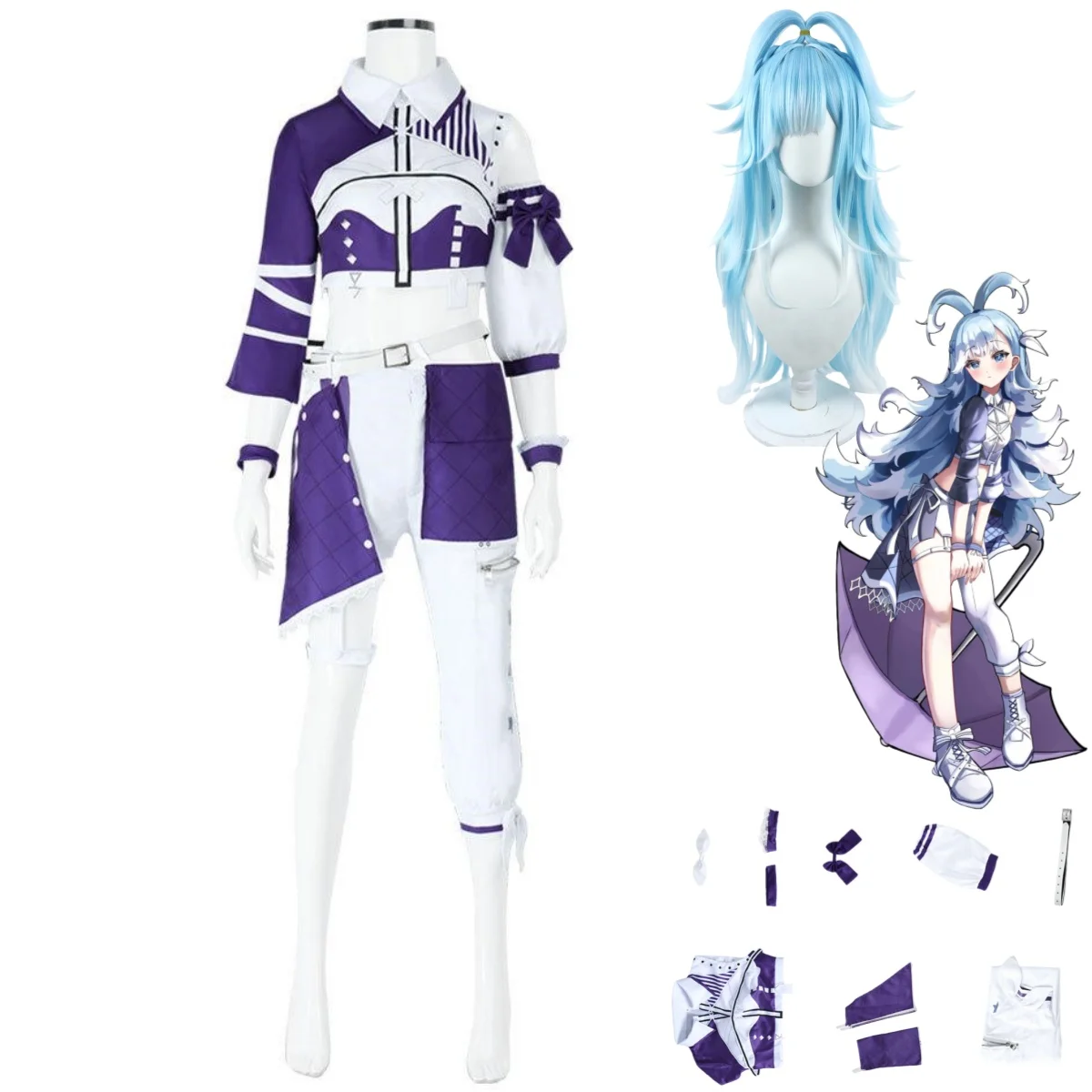 

Virtual YouTuber Kobo Kanaeru Cosplay Costume VTuber Hololive Kobokan Idol Blue Uniform Other Wig Woman Sexy Carnival Suit
