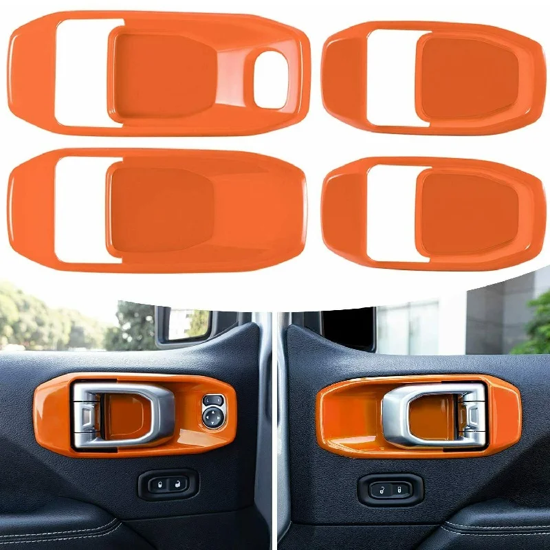 

4pc Auto Parts Inner Door Handle Bowl Cover Trim Decorative Cover For Jeep Wrangler JL 2018 2019 2020 2021 4Door Car Accessories