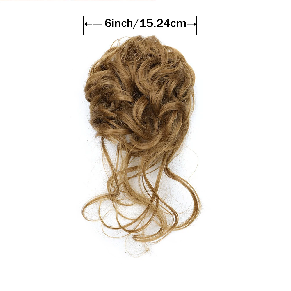 8Inch SyntheticMessy Curly Hair Bun Synthetic High Temperture Fiber Hair Invisible Hair Wrap Curly Ponytail Elastic Hairbund image 5