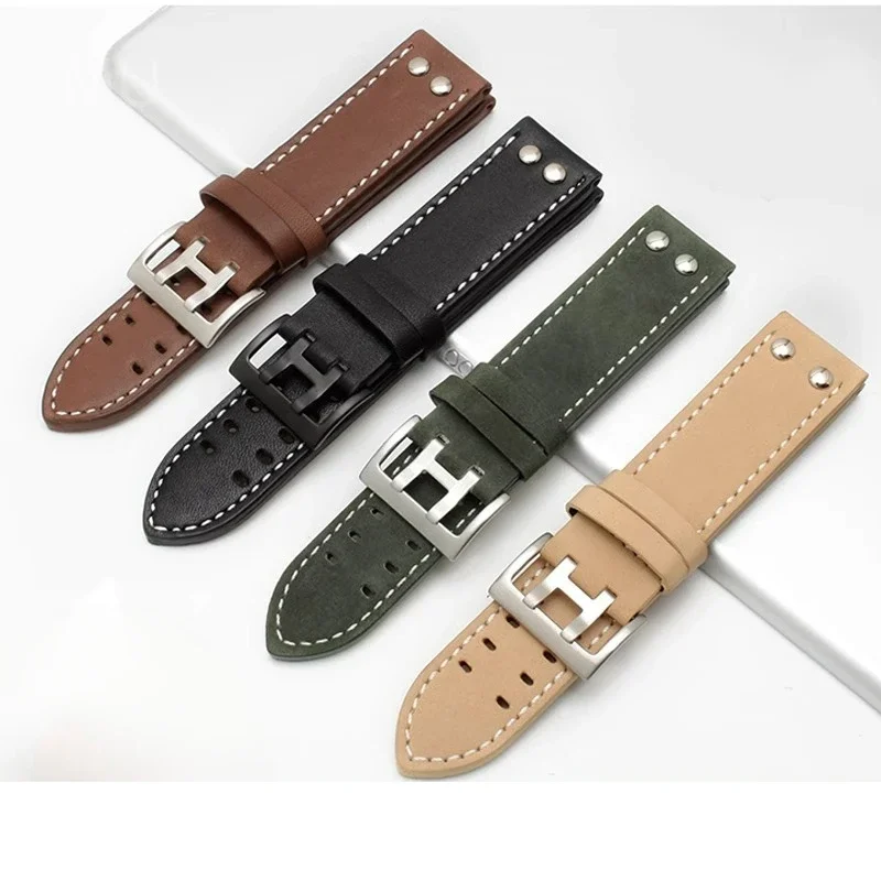 Waterproof Genuine Cowhide Leather Watchbands for Hamilton H760250 Khaki Aviation 20 22mm Lightweight Breathable Strap