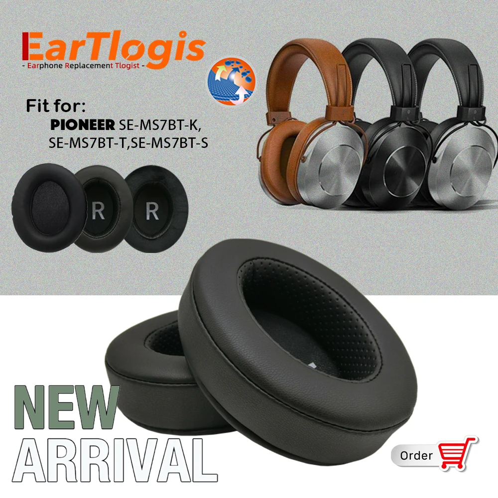 

EarTlogis Replacement Ear Pads for Pioneer SE-MS7BT-K SE-MS7BT-T SE-MS7BT-S Headphones Thicken Memory Foam Cushions Oval Headset