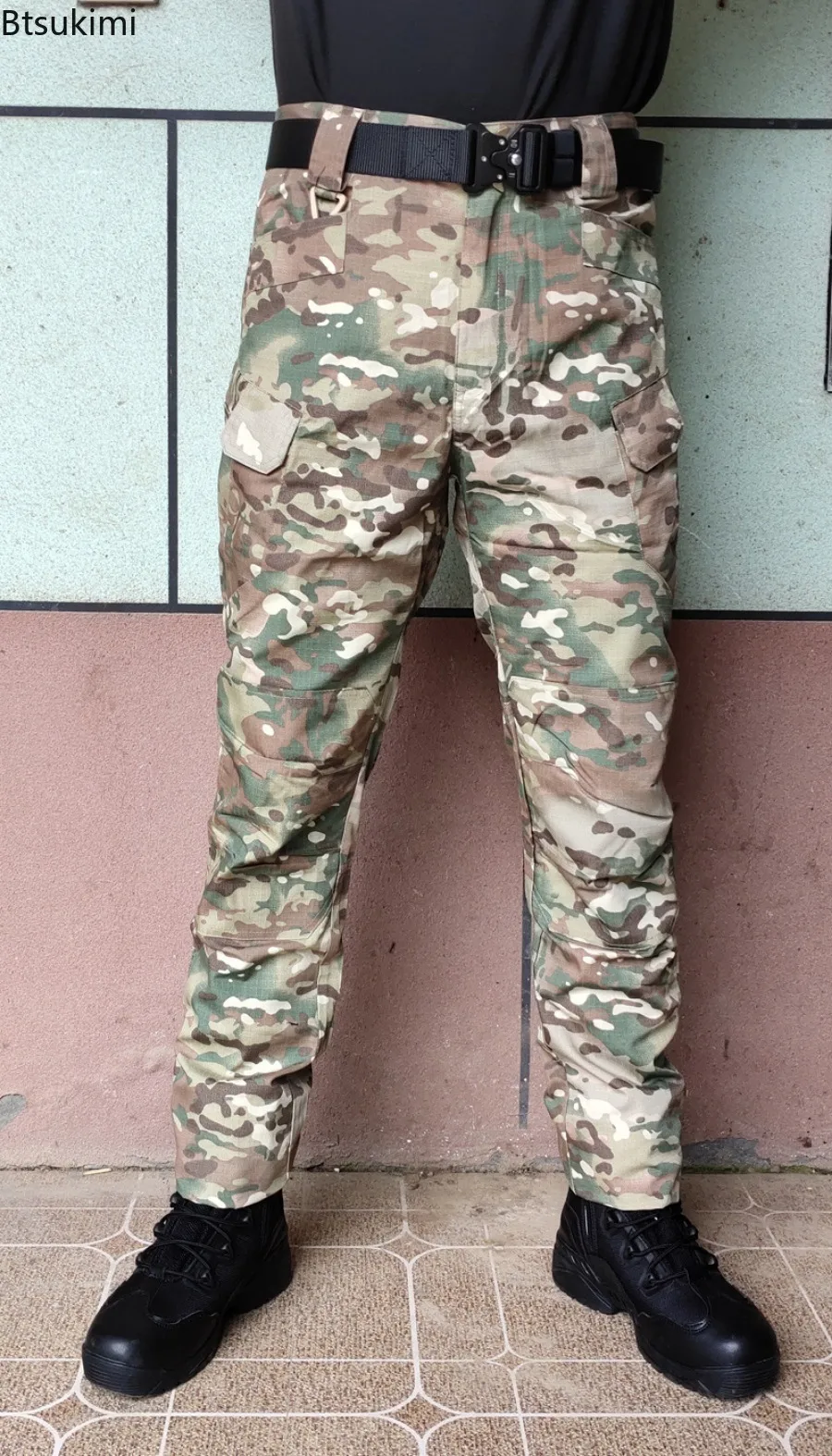 New Men\'s Camouflage Outdoor Tactical Pants Waterproof Wear Resistant Training Hiking Trousers Men Multi-pockets Cargo Pants 5XL