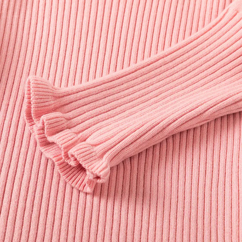 Factory direct sales autumn and winter new children's sweaters European and American girls baby base flower sleeves basic pullo