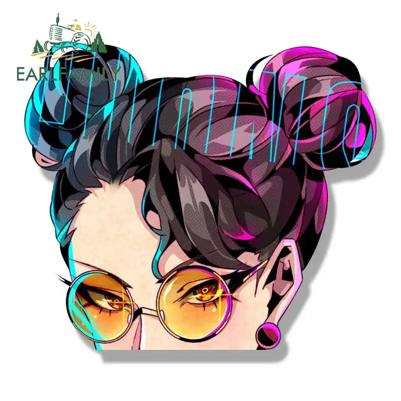 EARLFAMILY Street Punk Chun-Li Fanart Car Sticker Arcade Game Sketch Waifu Decal JDM Cartoon Peek Girl Graffiti Car Stickers view 4