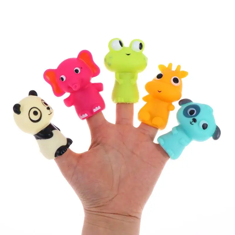 5Pcs Animal Cartoon Finger Puppet Soft PVC Dolls Fun Toy For Kids Interactive Story Playtime Gift