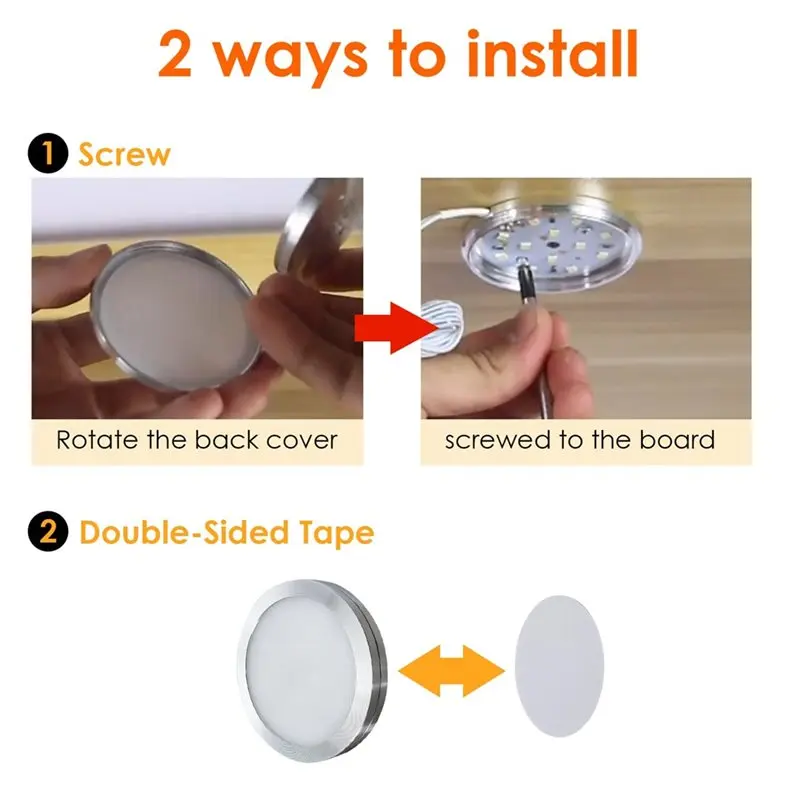 AT05-Plug In LED Puck Lights Single Under Cabinet, 3D Printer LED Lamp Kit 001, USB Powered 5V Dimmable Touch Switch DIY