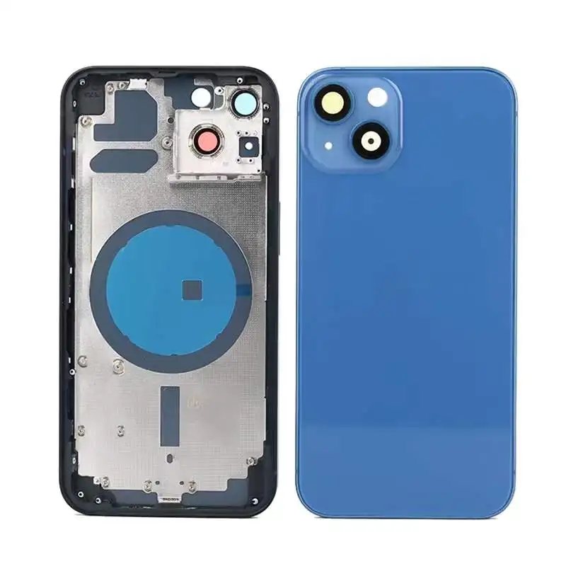 For iPhone 13 13 Mini Housing Back Cover+Mid Chassis Frame+SIM Tray+Side Key Replaced Battery Back Middle Frame 13 Battery Cover