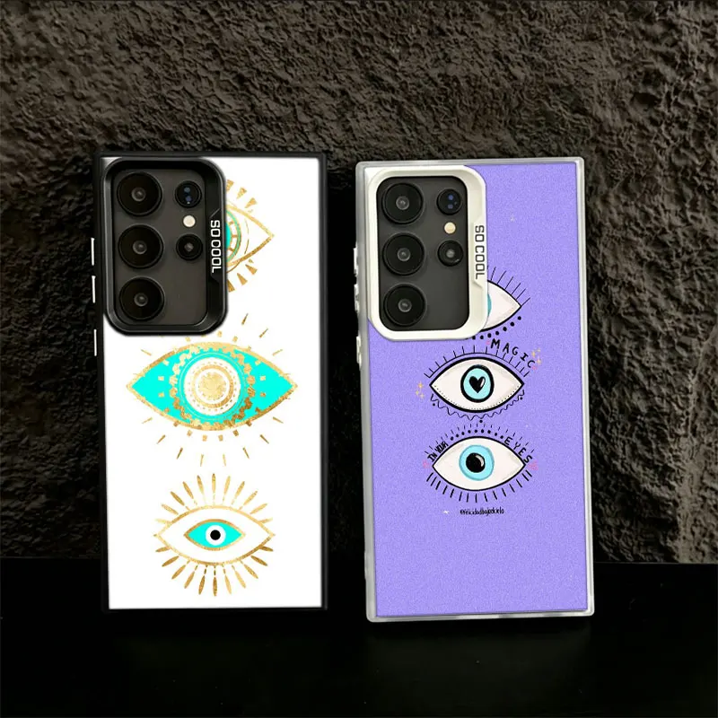 Lucky Eye Blue Evil Eye Print Clear Phone Case for Samsung S26 Ultra S25 Edge S24 FE S23 FE S22 Plus Galaxy S21 S20 Cover Back A