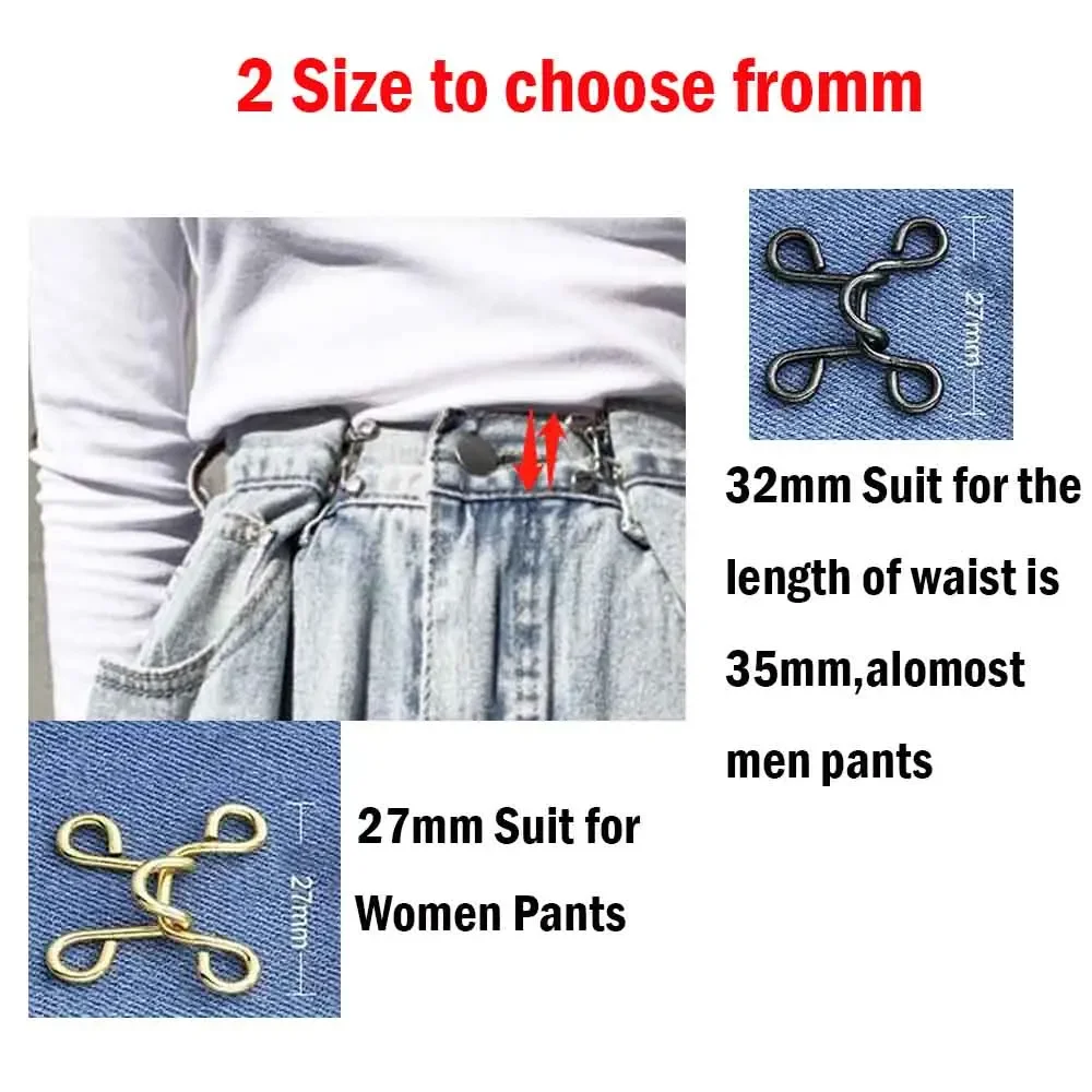 3Set 27/32 mm verstellbare, nagelfreie Taillenschnalle, Jeans-Verlängerungsknopf für Hosen, Schließartefakt, unsichtbare Passform, Sofortknopf – Detail 5