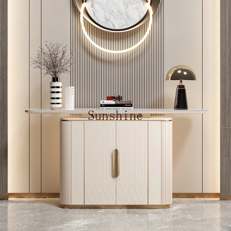 

Italian light luxury door cabinet rock slab partition modern simple meal side decoration against the wall