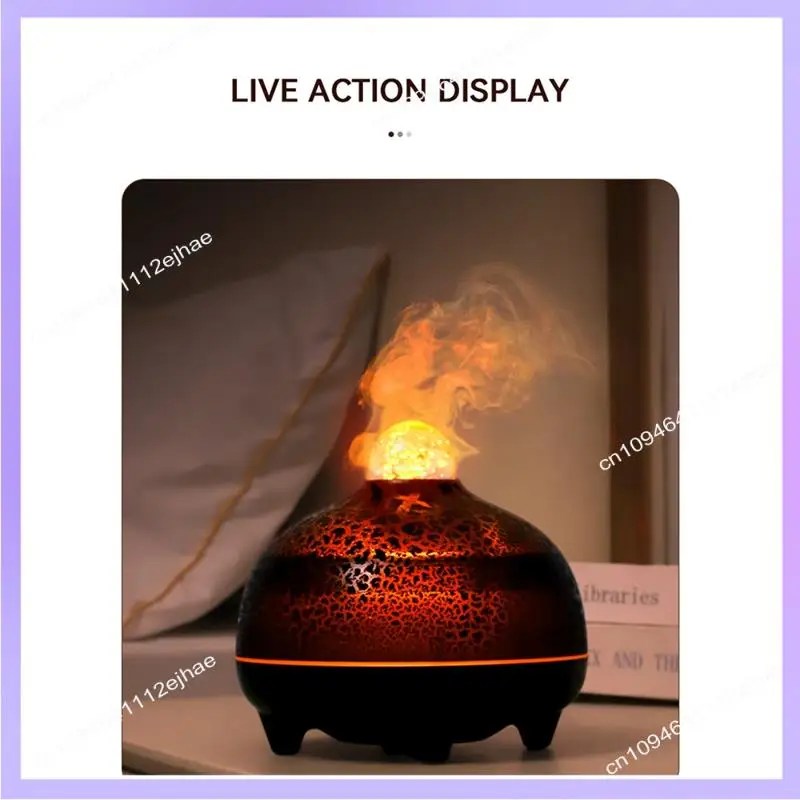 N83R Essential Oil Diffuser Volcano Fire Diffuser Humidifier Cool Mist Humidifier 7 Colors Light For Room Office A