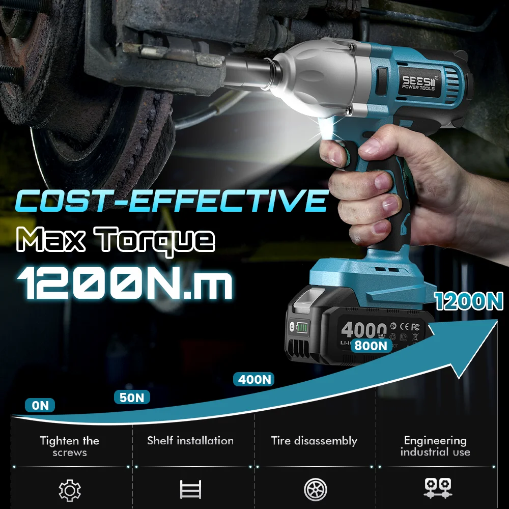 SEESII WH710 Pro 1200Нм Бесщет – обзор и цена Power Tools Impact Wrench